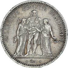Moneta, Francia, Hercule, 5 Francs, 1849, Paris, MB+, Argento, KM:756.1