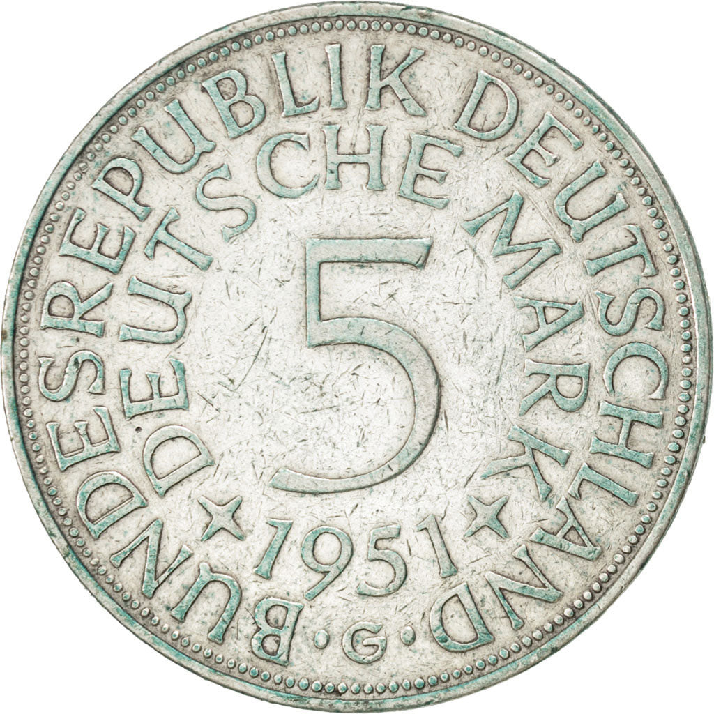 Münze, Bundesrepublik Deutschland, 5 Mark, 1951, Karlsruhe, SS, Silber