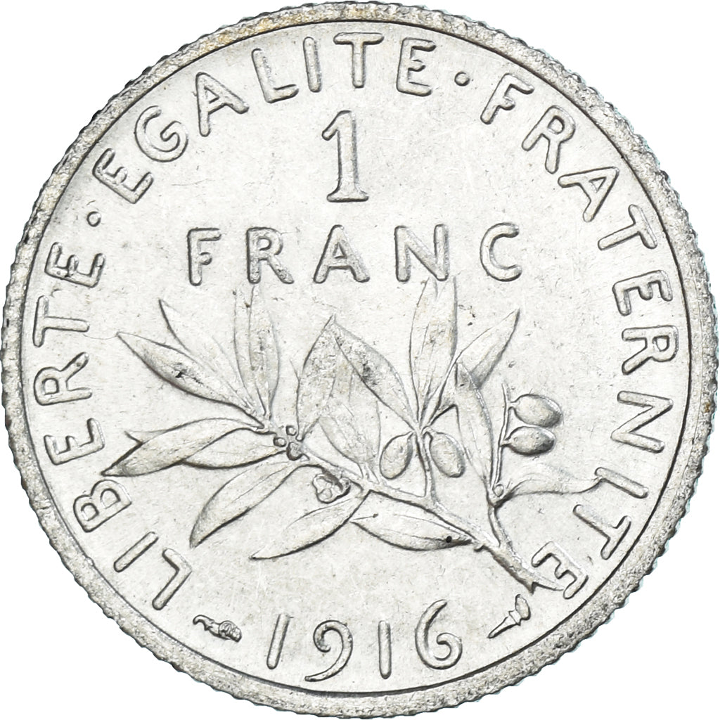 Munten, Frankrijk, Semeuse, Franc, 1916, Paris, UNC-, Zilver, KM:844.1