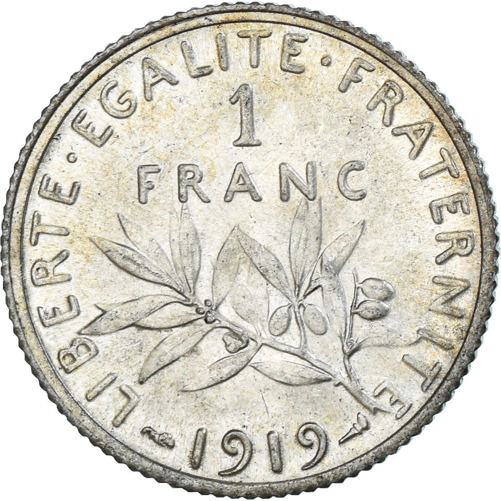 Moneda, Francia, Semeuse, Franc, 1919, Paris, SC, Plata, KM:844.1, Gadoury:467