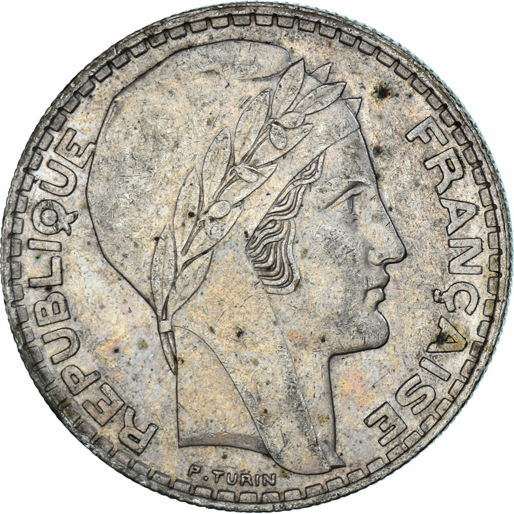 Moeda, França, Turin, 20 Francs, 1937, Paris, EF(40-45), Prata, KM:879