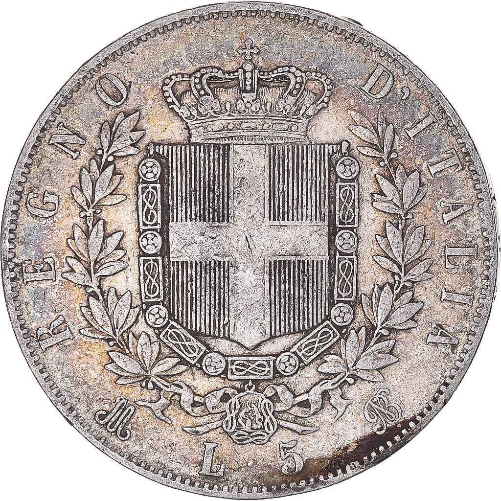 Moneta, Italia, Vittorio Emanuele II, 5 Lire, 1874, Milan, MB, Argento, KM:8.3