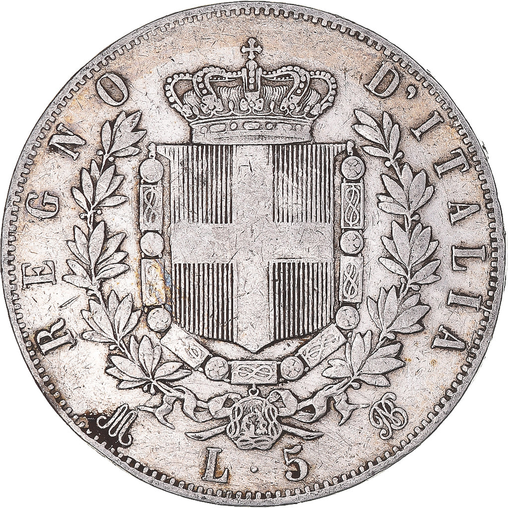 Moneta, Italia, Vittorio Emanuele II, 5 Lire, 1874, Milan, MB, Argento, KM:8.3
