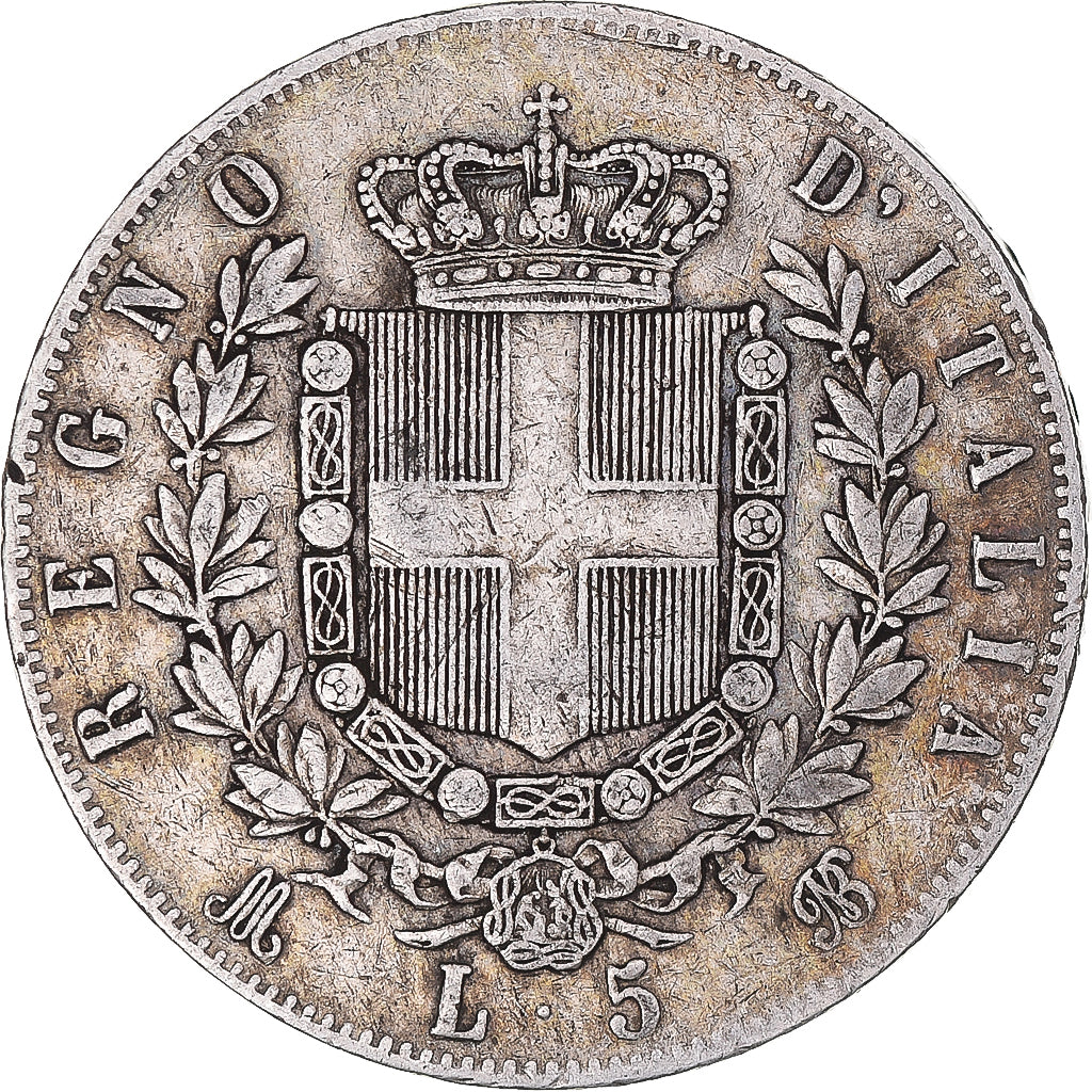 Münze, Italien, Vittorio Emanuele II, 5 Lire, 1874, Milan, S+, Silber, KM:8.3