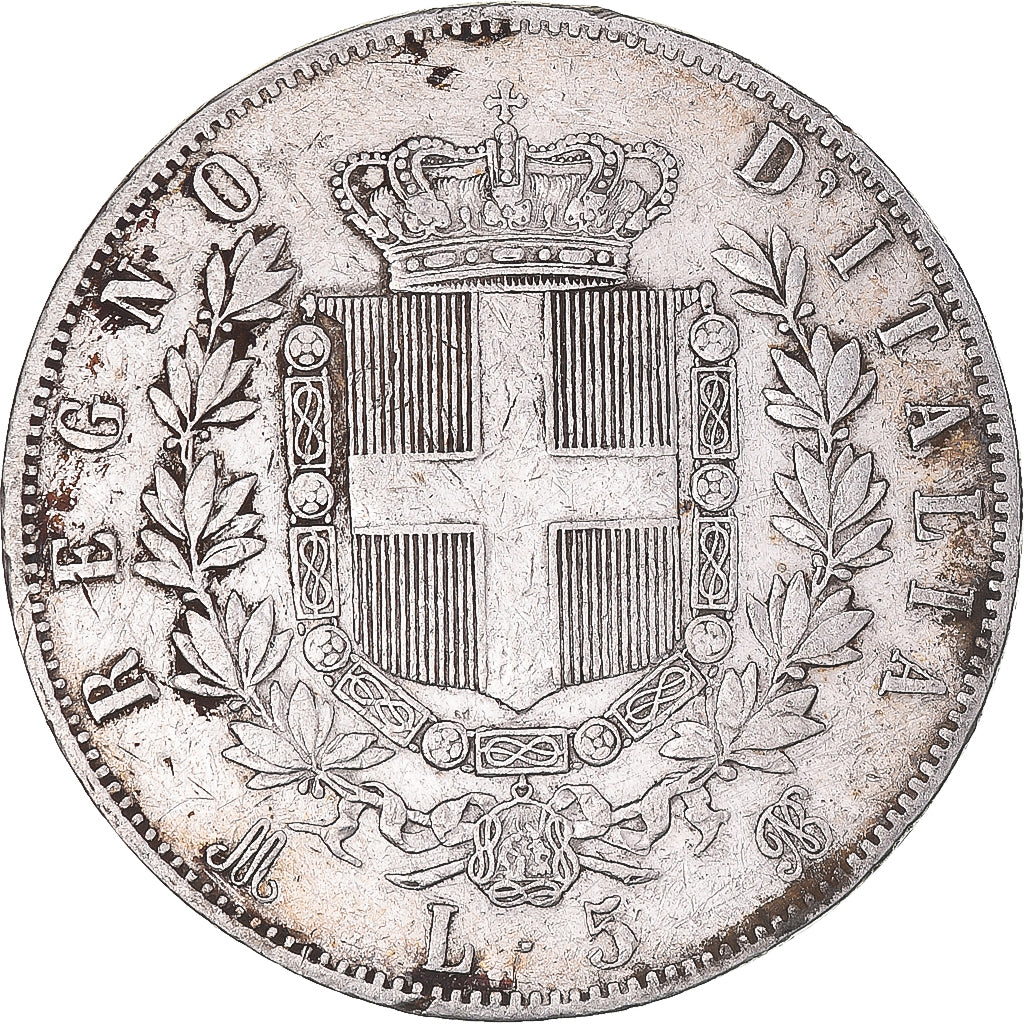 Moneta, Italia, Vittorio Emanuele II, 5 Lire, 1874, Milan, MB+, Argento, KM:8.3