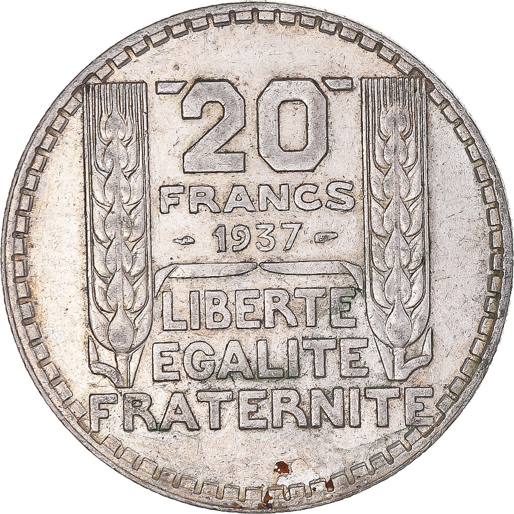 Münze, Frankreich, Turin, 20 Francs, 1937, Paris, SS, Silber, KM:879