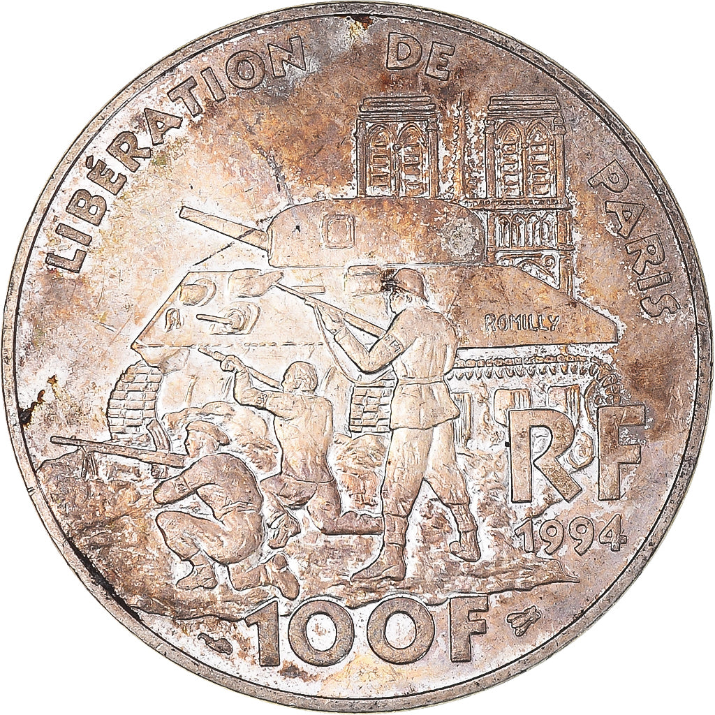 Coin, France, Libération de Paris, 100 Francs, 1994, AU(50-53), Silver