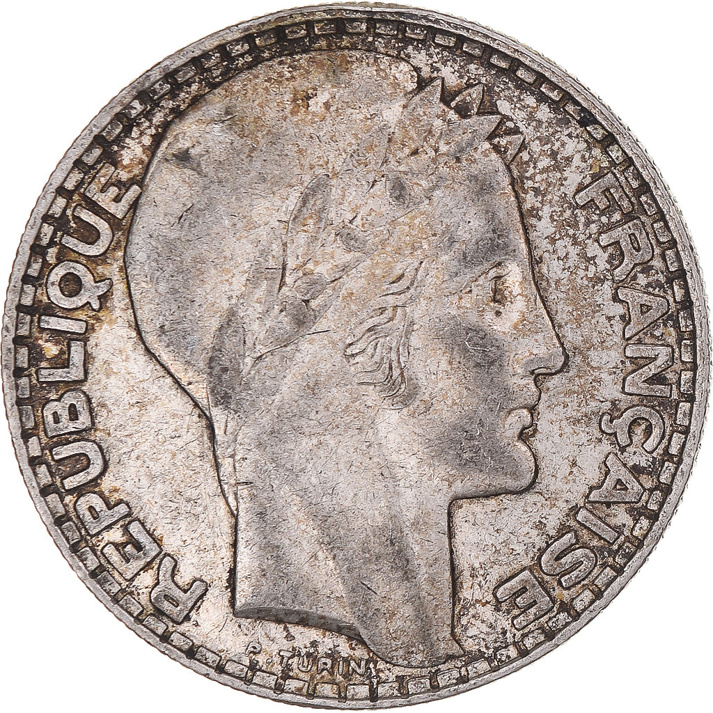 Moneda, Francia, Turin, 20 Francs, 1933, Paris, Rameaux longs, MBC, Plata