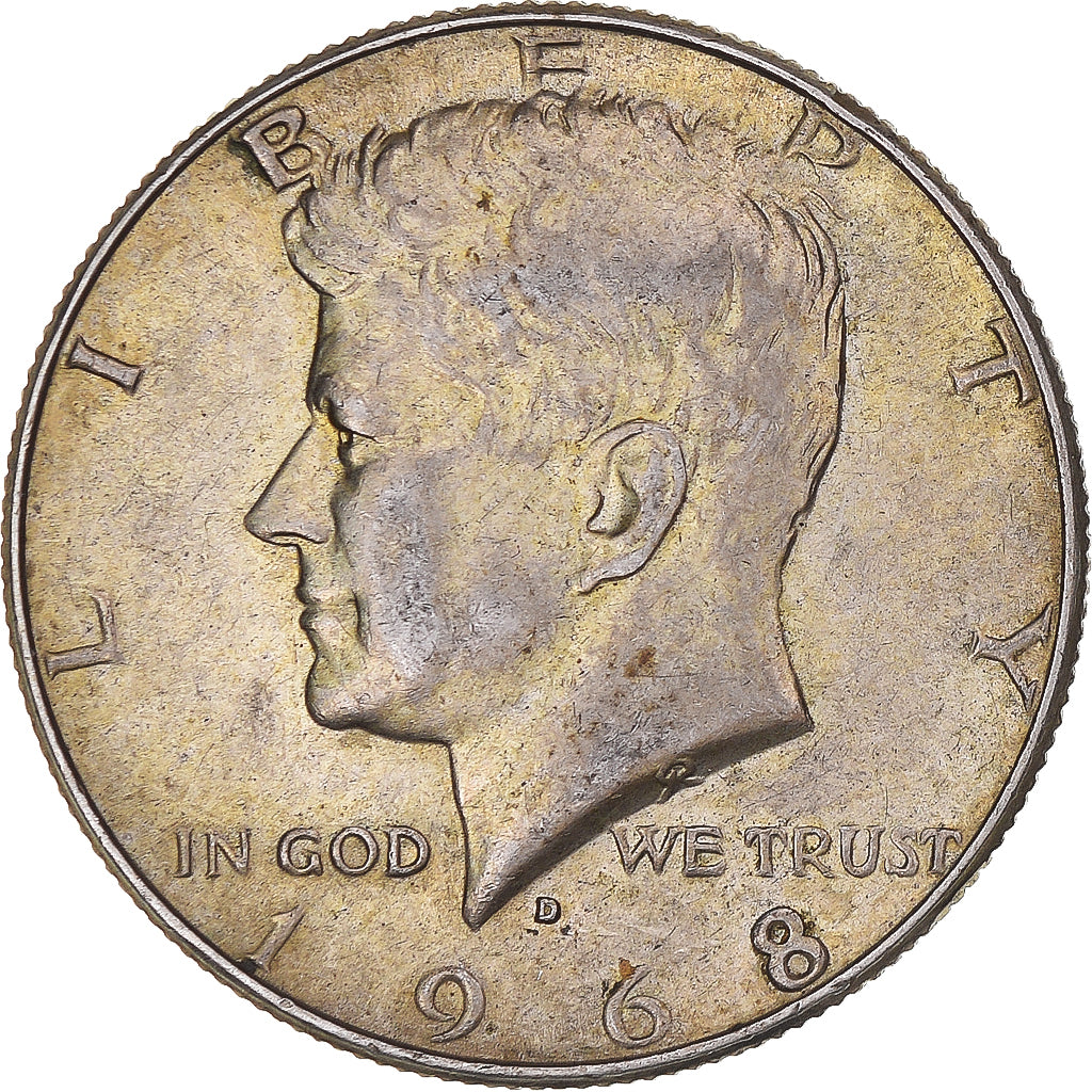 Coin, United States, Kennedy, Half Dollar, 1968, Denver, AU(50-53), Silver