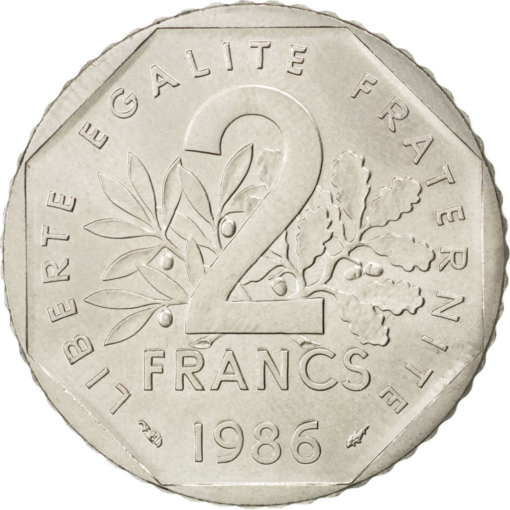 Coin, France, Semeuse, 2 Francs, 1986, MS(63), Nickel, KM:942.1, Gadoury:547