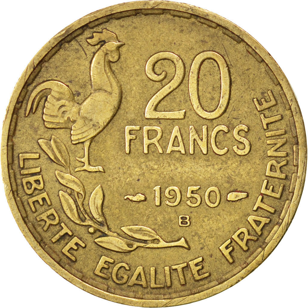 Coin, France, Guiraud, 20 Francs, 1950, Beaumont le Roger, VF(30-35)