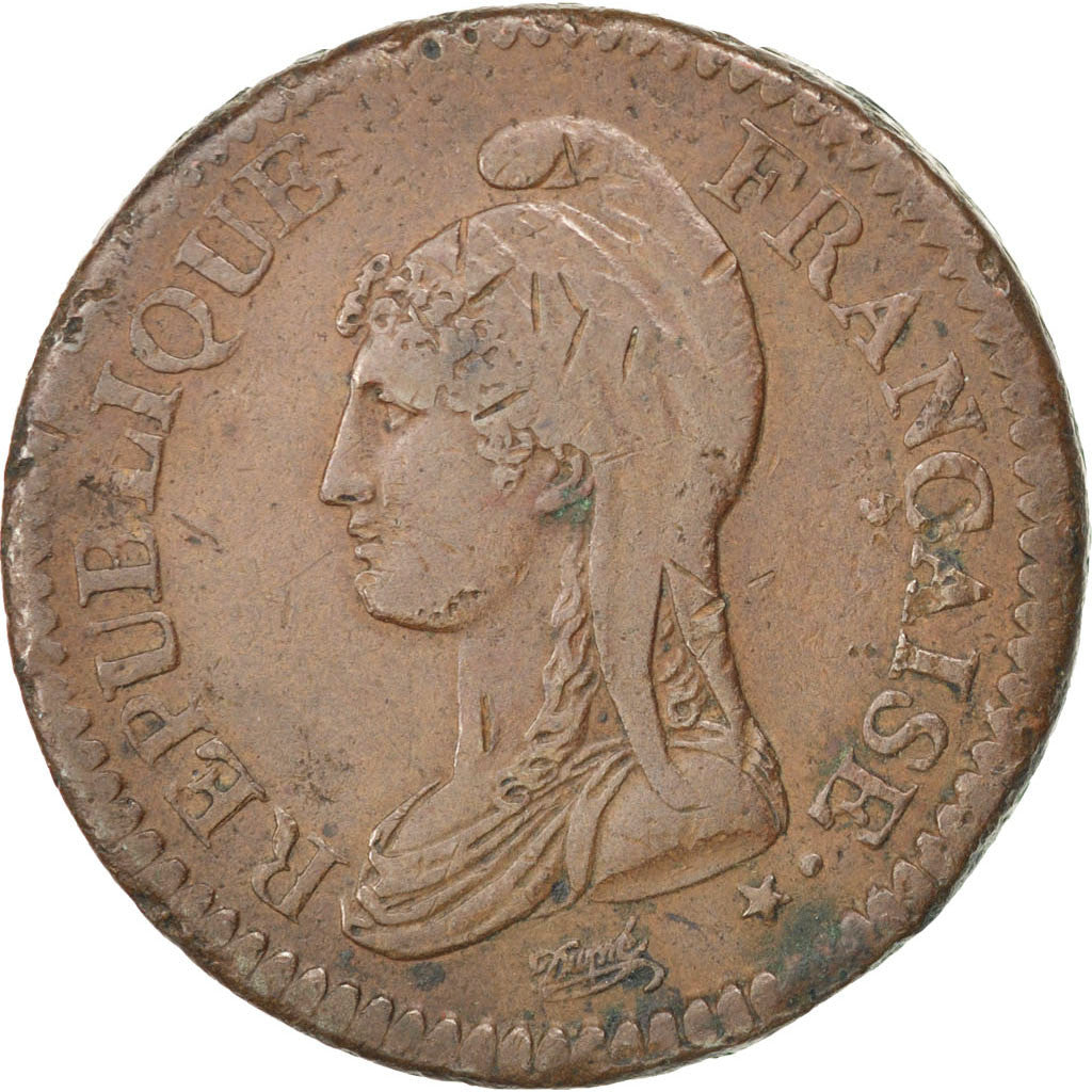 Monnaie, France, Dupré, Decime, 1796, Paris, TTB, Bronze, KM:644.1, Gadoury:187