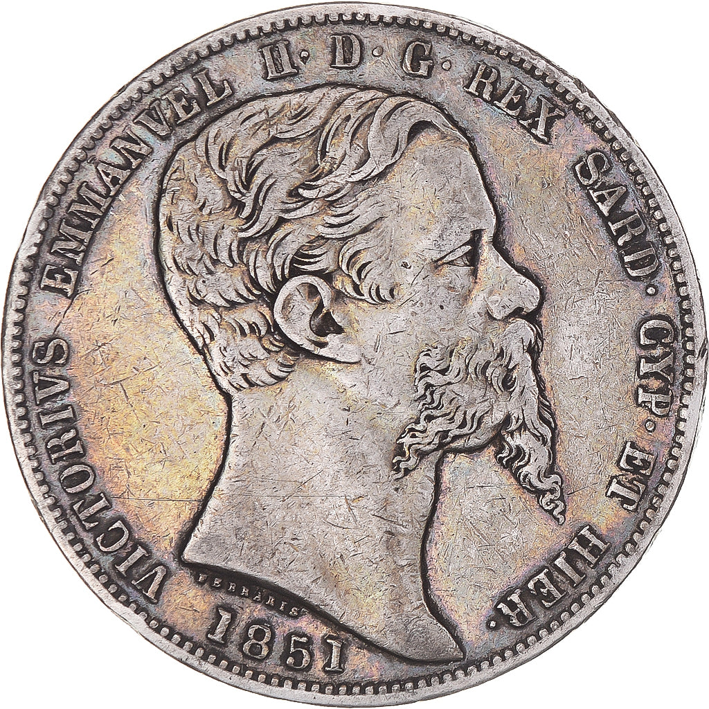 Moneda, Estados italianos, SARDINIA, Vittorio Emanuele II, 5 Lire, 1851, Torino