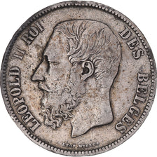 Moneta, Belgio, Leopold II, 5 Francs, 5 Frank, 1873, MB+, Argento, KM:24
