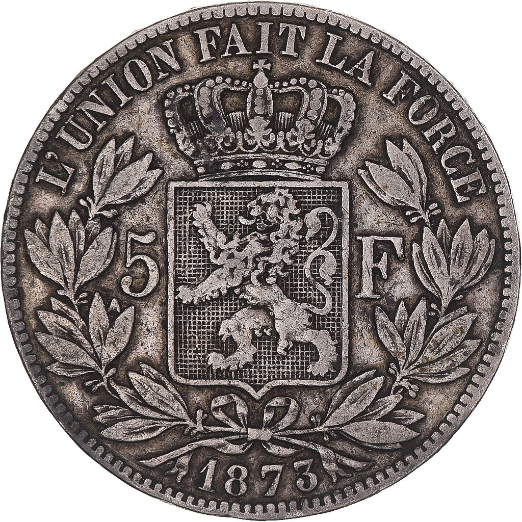 Moneta, Belgio, Leopold II, 5 Francs, 5 Frank, 1873, MB+, Argento, KM:24