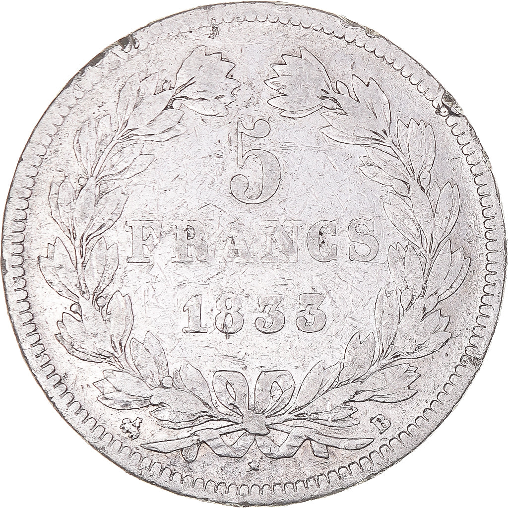 Monnaie, France, Louis-Philippe, 5 Francs, 1837, Rouen, TB, Argent, Gadoury:678