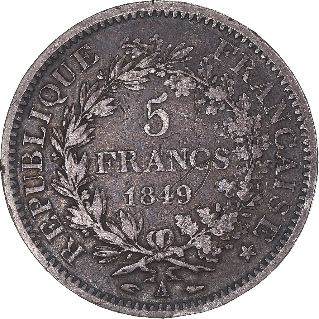 Monnaie, France, Hercule, 5 Francs, 1849, Paris, TB, Argent, Gadoury:683