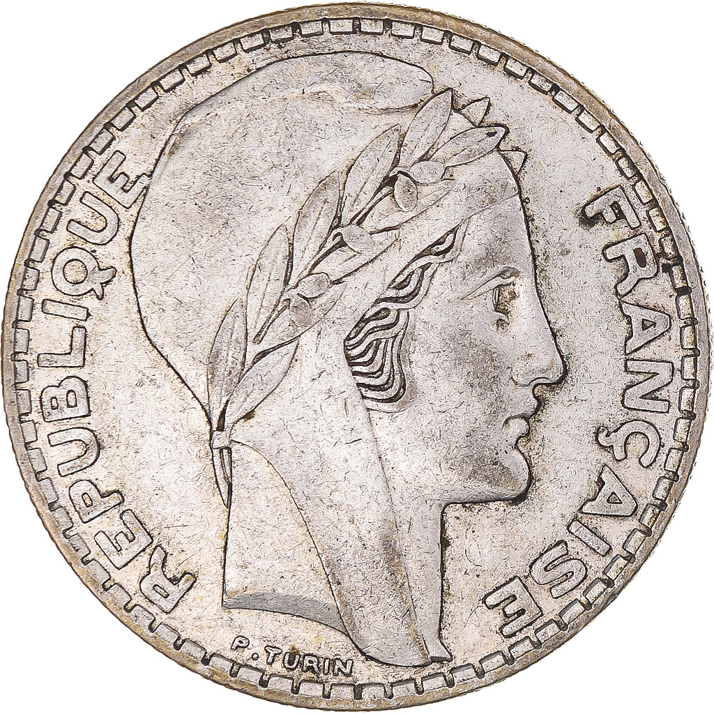 Moeda, França, Turin, 20 Francs, 1937, Paris, EF(40-45), Prata, KM:879