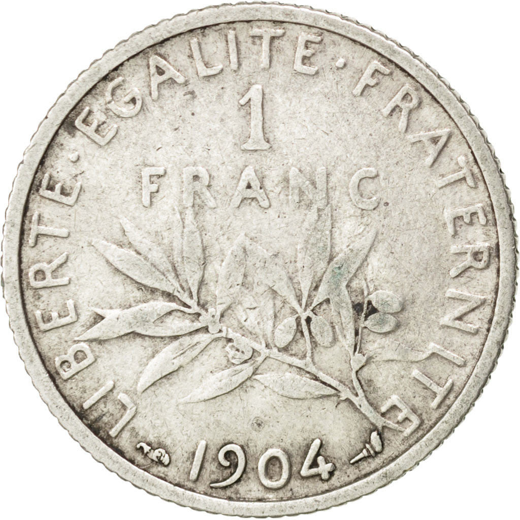Coin, France, Semeuse, Franc, 1904, VF(30-35), Silver, KM:844.1, Gadoury:467