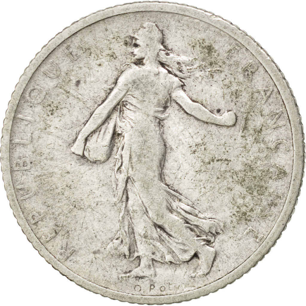 Moneda, Francia, Semeuse, Franc, 1907, BC, Plata, KM:844.1, Gadoury:467