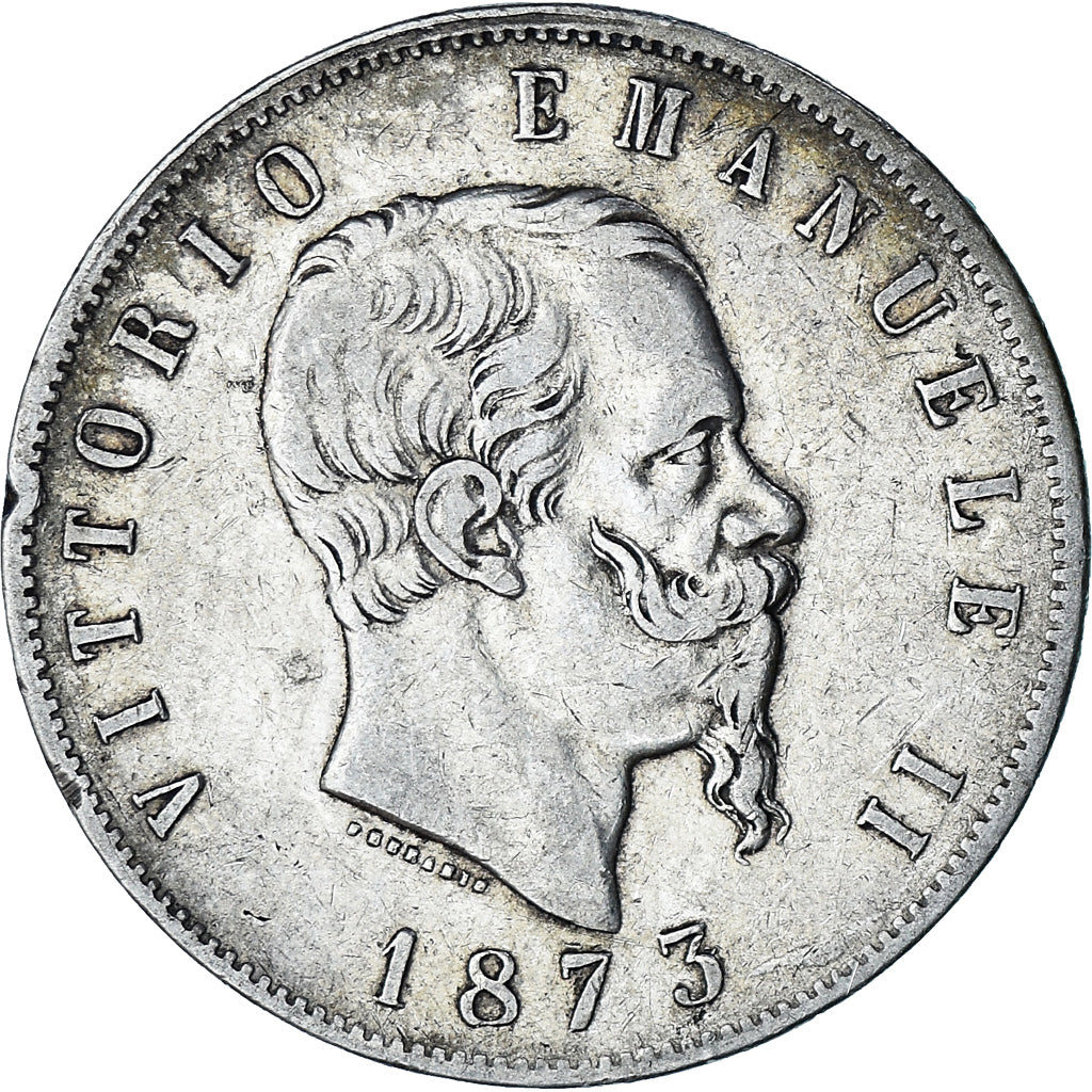 Moneta, Italia, Vittorio Emanuele II, 5 Lire, 1873, Milan, MB, Argento, KM:8.3