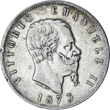 Munten, Italië, Vittorio Emanuele II, 5 Lire, 1873, Milan, FR, Zilver, KM:8.3