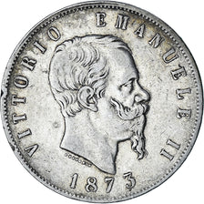 Moneta, Italia, Vittorio Emanuele II, 5 Lire, 1873, Milan, MB, Argento, KM:8.3