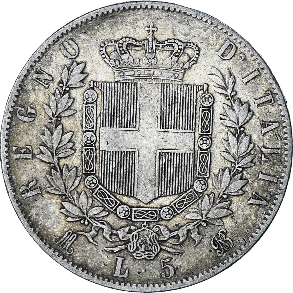 Moneta, Italia, Vittorio Emanuele II, 5 Lire, 1873, Milan, MB, Argento, KM:8.3