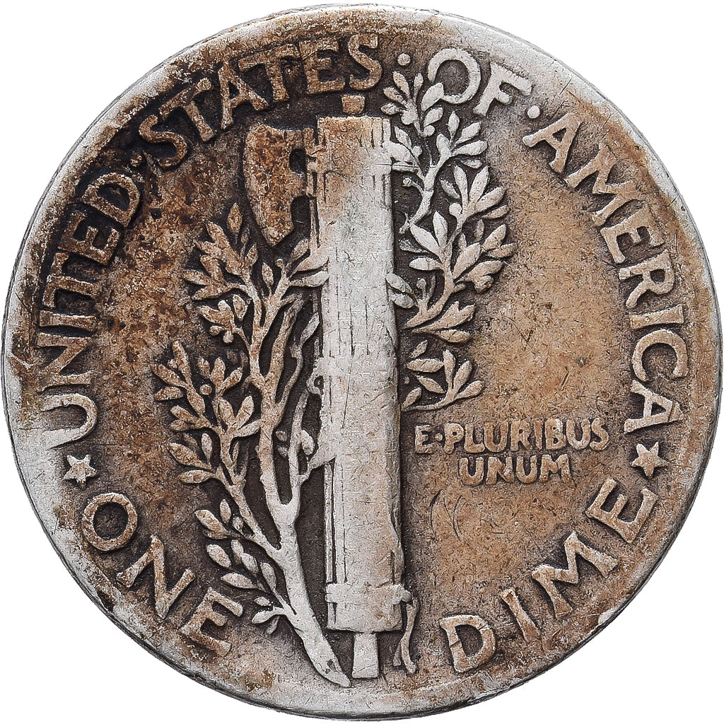 United States, Mercury Dime, Dime, 1944, Philadelphia, VF(20-25), Silver, KM:140