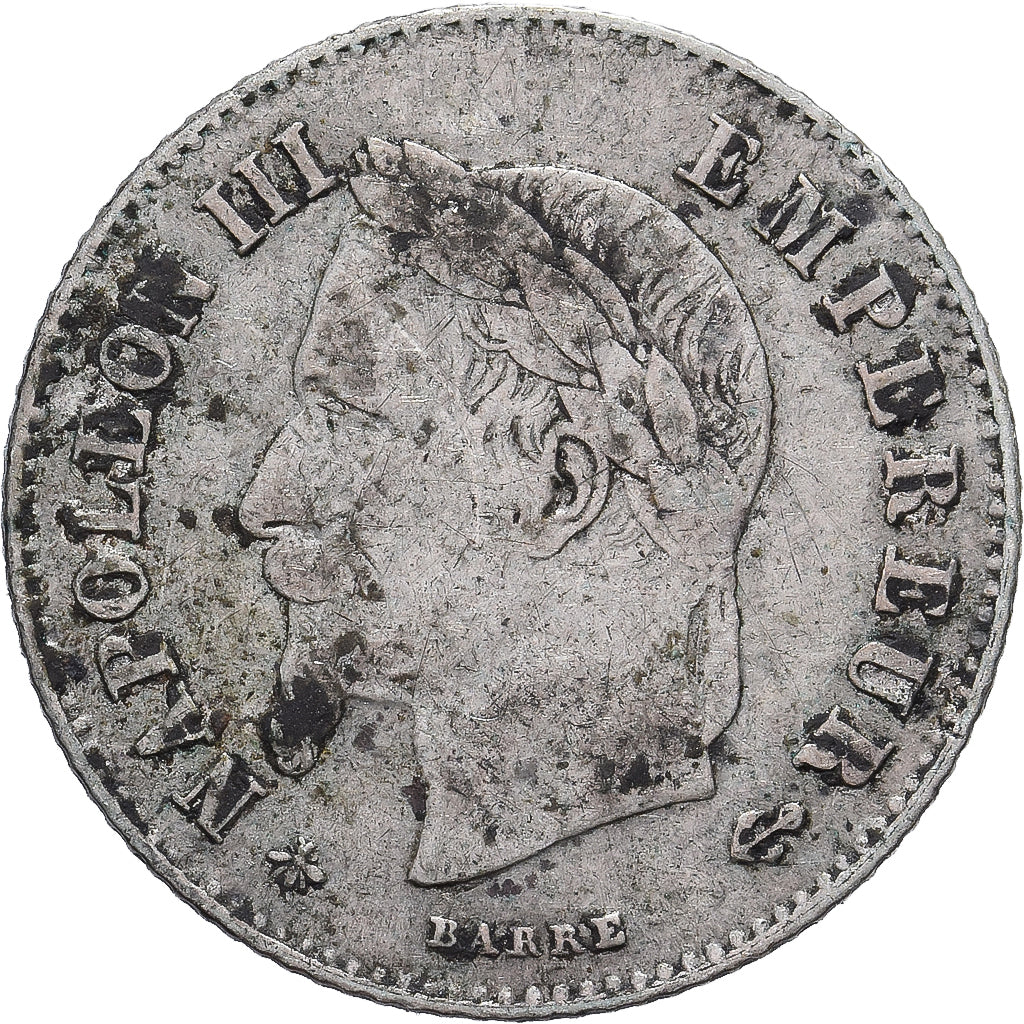 Moneta, Francia, Napoleon III, 20 Centimes, 1866, Paris, MB+, Argento, KM:805.1
