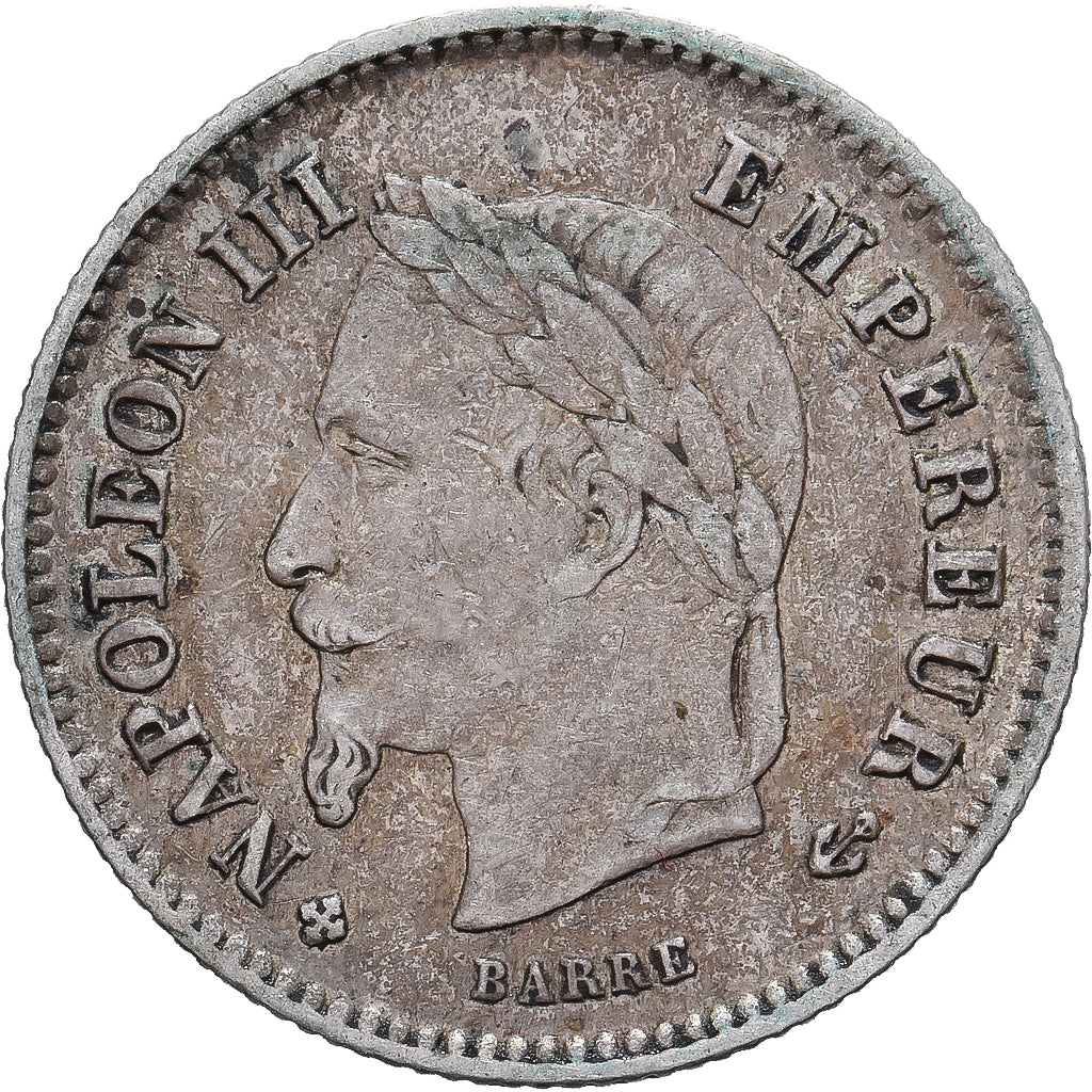 Münze, Frankreich, Napoleon III, 20 Centimes, 1867, Strasbourg, S+, Silber