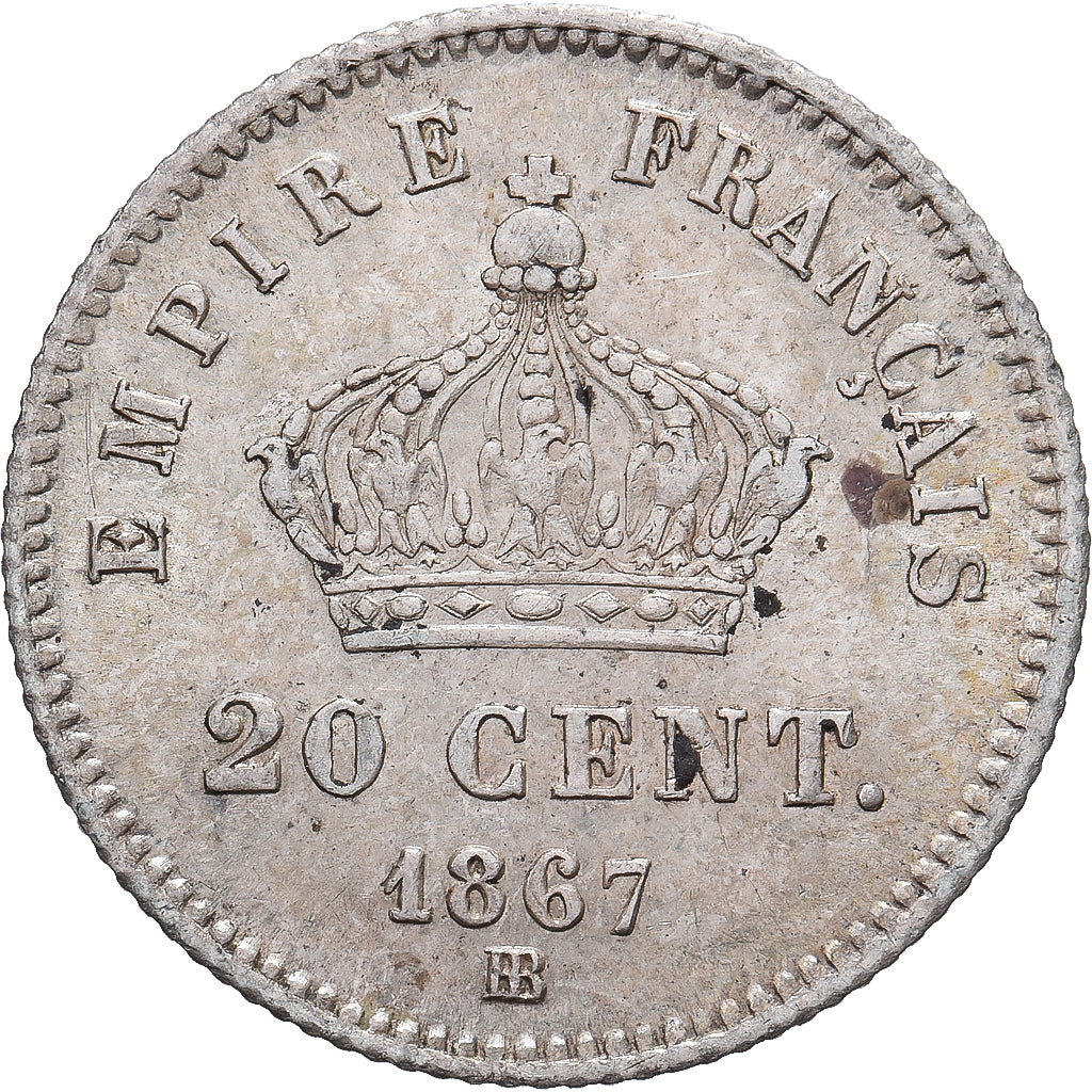 Monnaie, France, Napoleon III, 20 Centimes, 1867, Strasbourg, TTB+, Argent