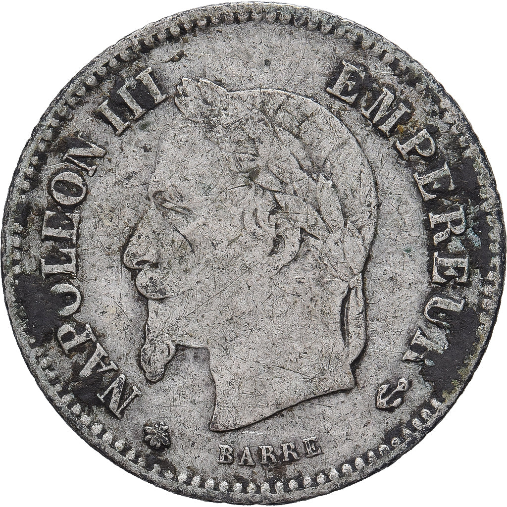 Moneta, Francja, Napoleon III, 20 Centimes, 1867, Paris, VF(20-25), Srebro