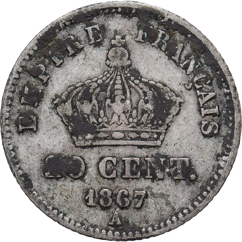 Moneta, Francja, Napoleon III, 20 Centimes, 1867, Paris, VF(20-25), Srebro
