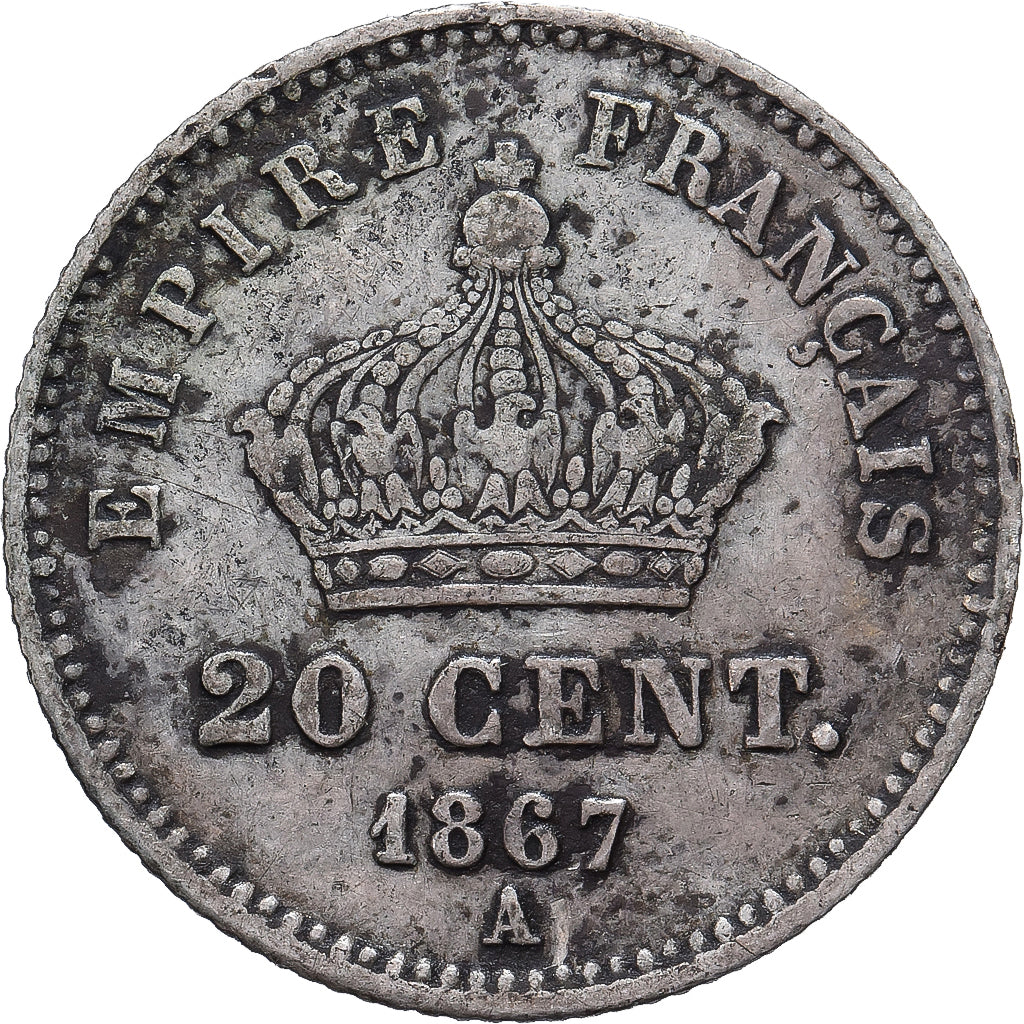 Monnaie, France, Napoleon III, 20 Centimes, 1867, Paris, TB, Argent