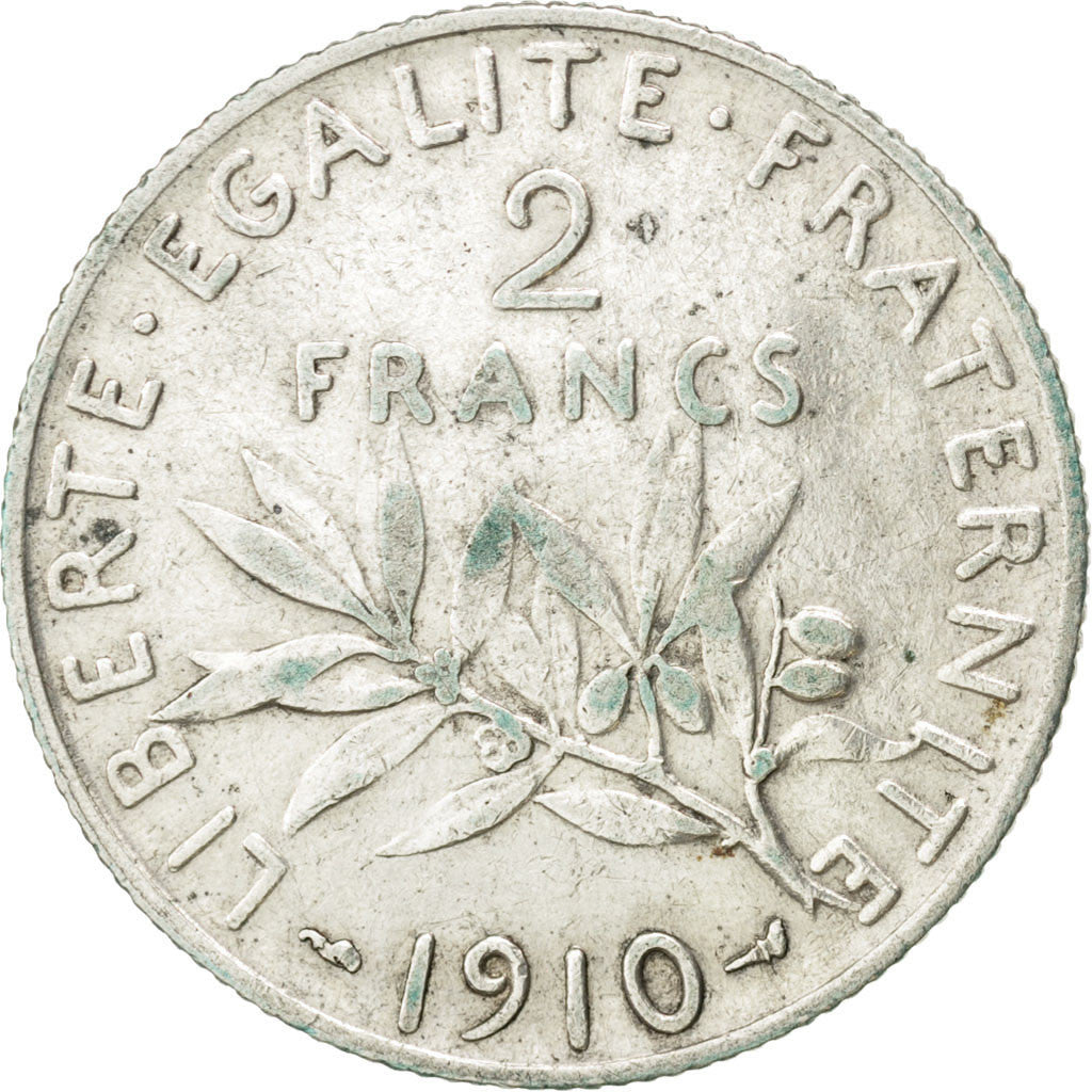 Moneta, Francia, Semeuse, 2 Francs, 1910, BB, Argento, KM:845.1, Gadoury:532
