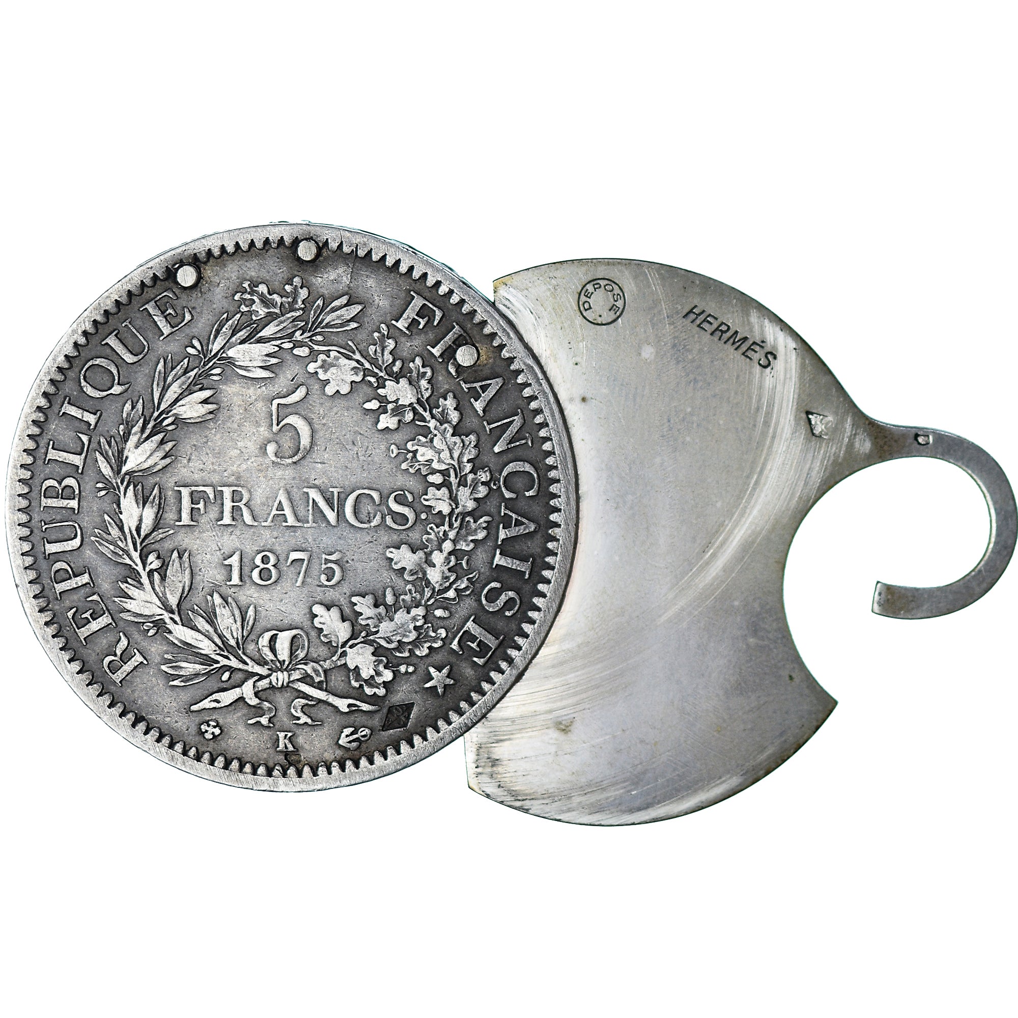 Francia, 5 Francs, Hercule, 1875, Bordeaux, HERMES, Plata, MBC, Gadoury:745a