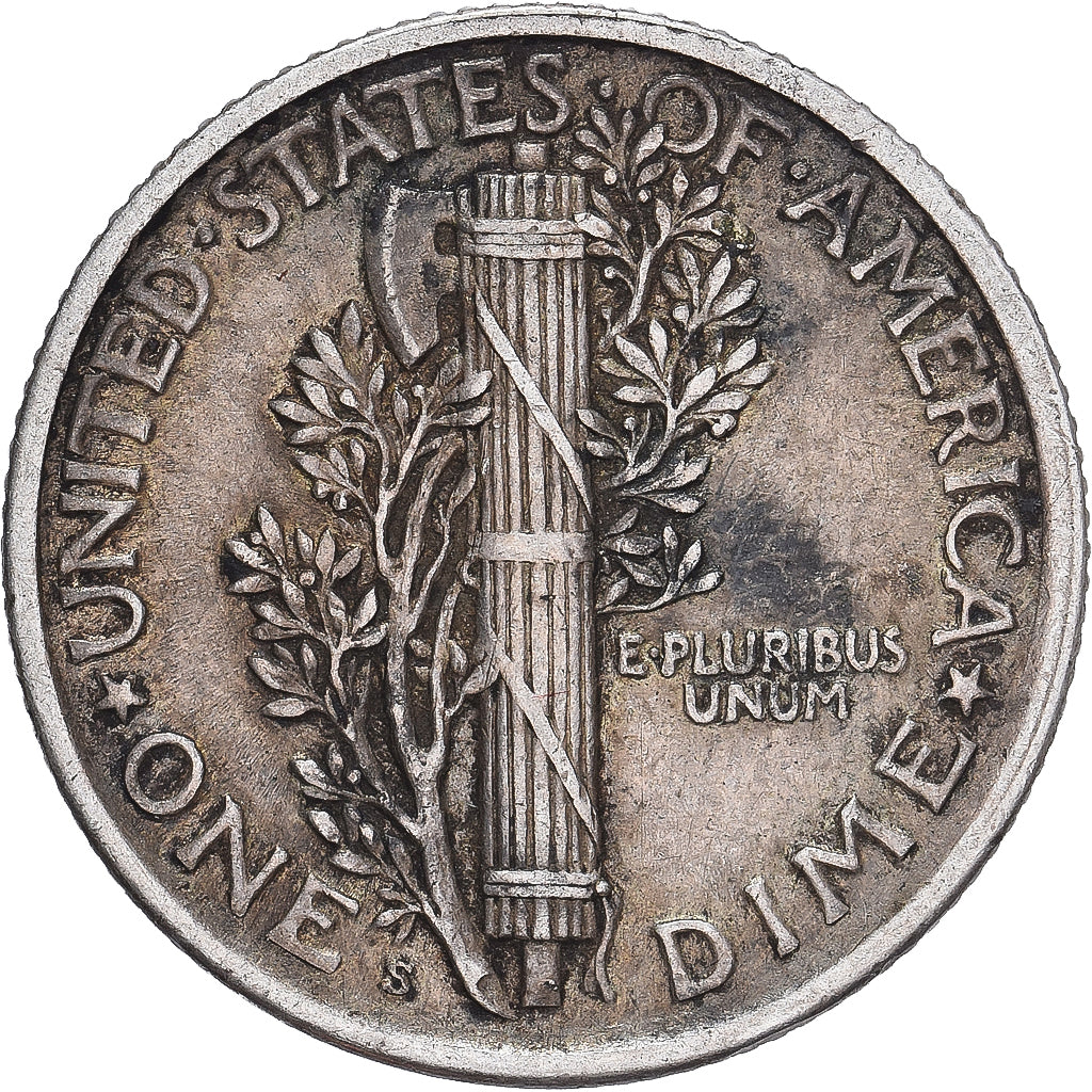United States, Mercury Dime, Dime, 1918, San Francisco, AU(50-53), Silver