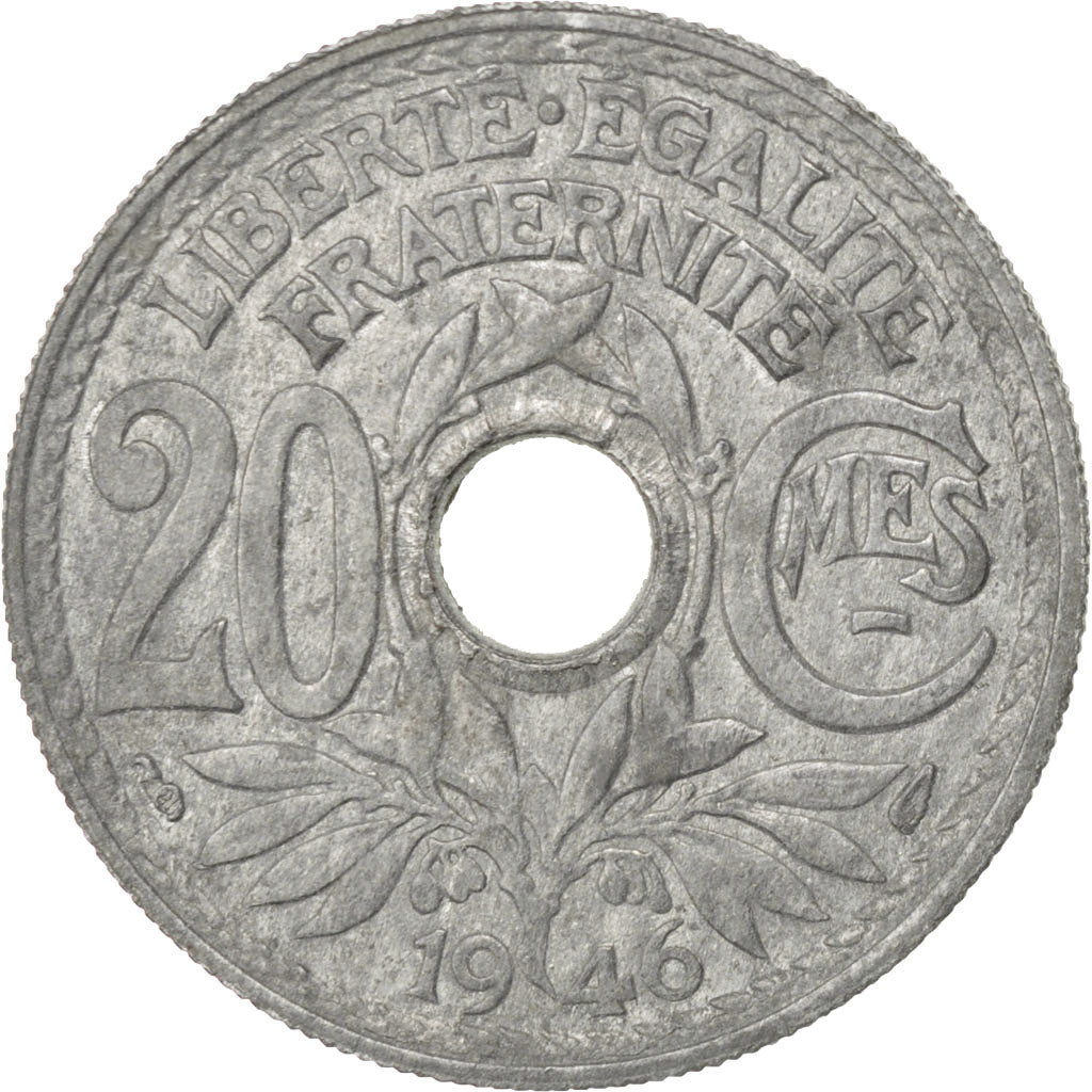 FRANCE, Lindauer, 20 Centimes, 1946, KM #907.1, EF(40-45), Zinc, Gadoury #324,..