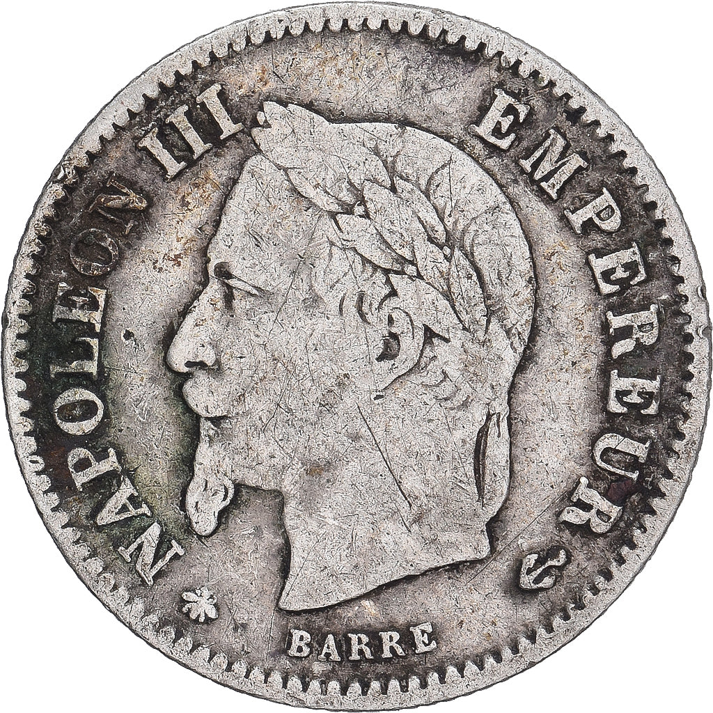 Coin, France, Napoleon III, 20 Centimes, 1867, Paris, F(12-15), Silver