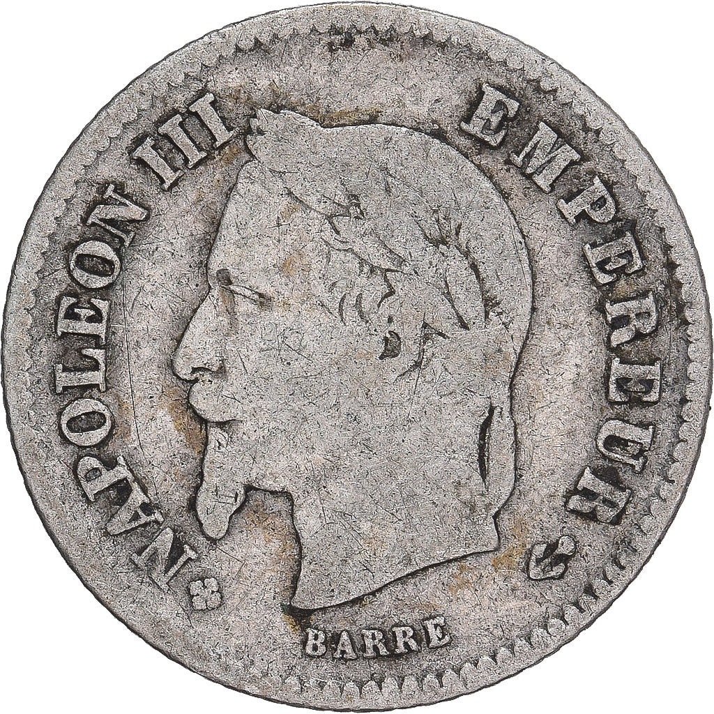Coin, France, Napoleon III, 20 Centimes, 1867, Strasbourg, F(12-15), Silver