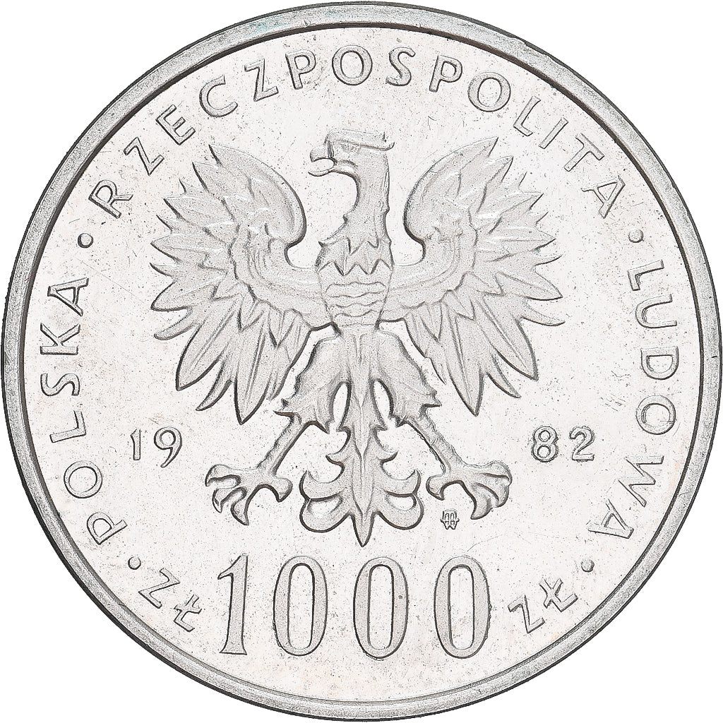 Moeda, Polónia, 1000 Zlotych, 1982, Warsaw, MS(60-62), Prata, KM:144