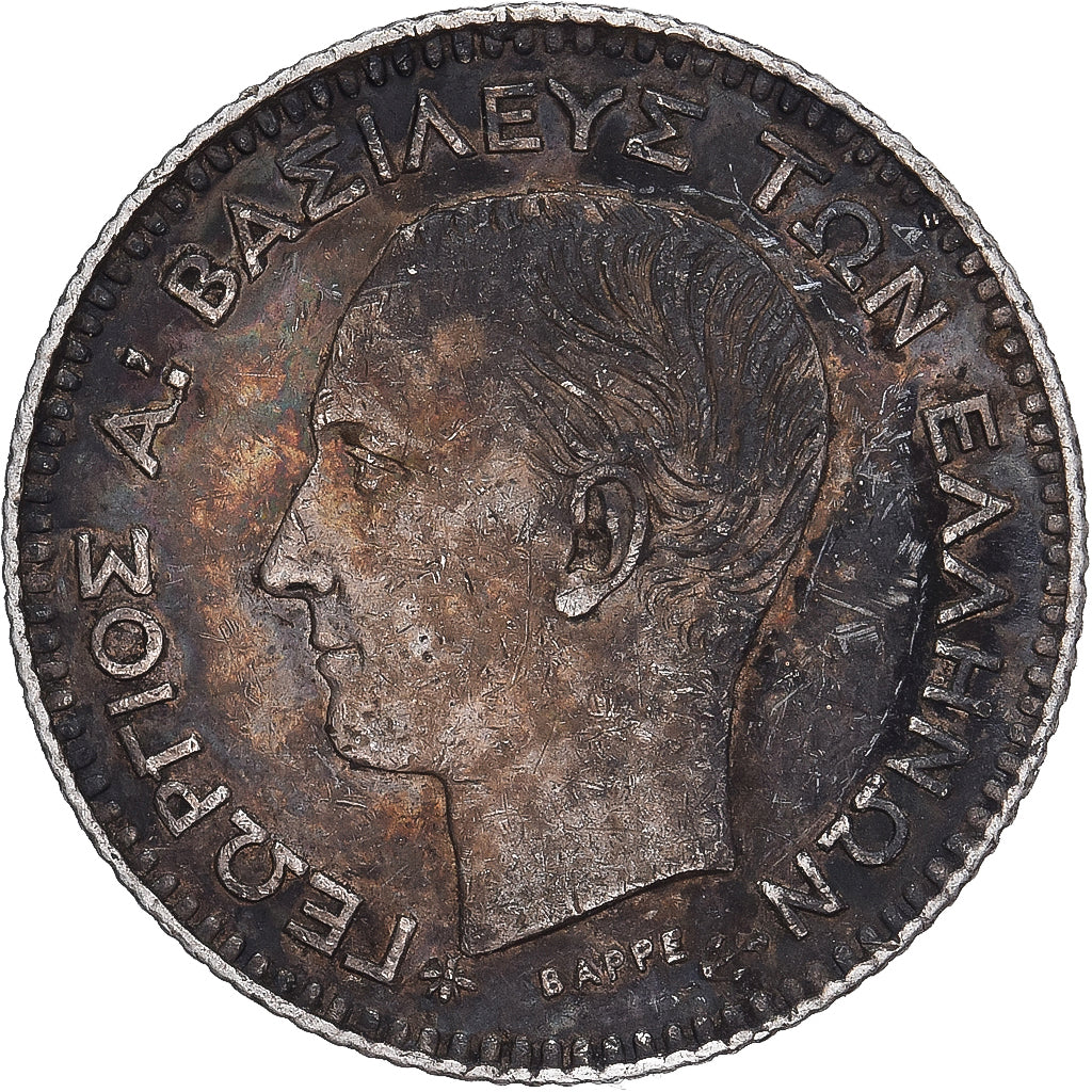 Moneda, Grecia, George I, 20 Lepta, 1874, Paris, MBC+, Plata, KM:44