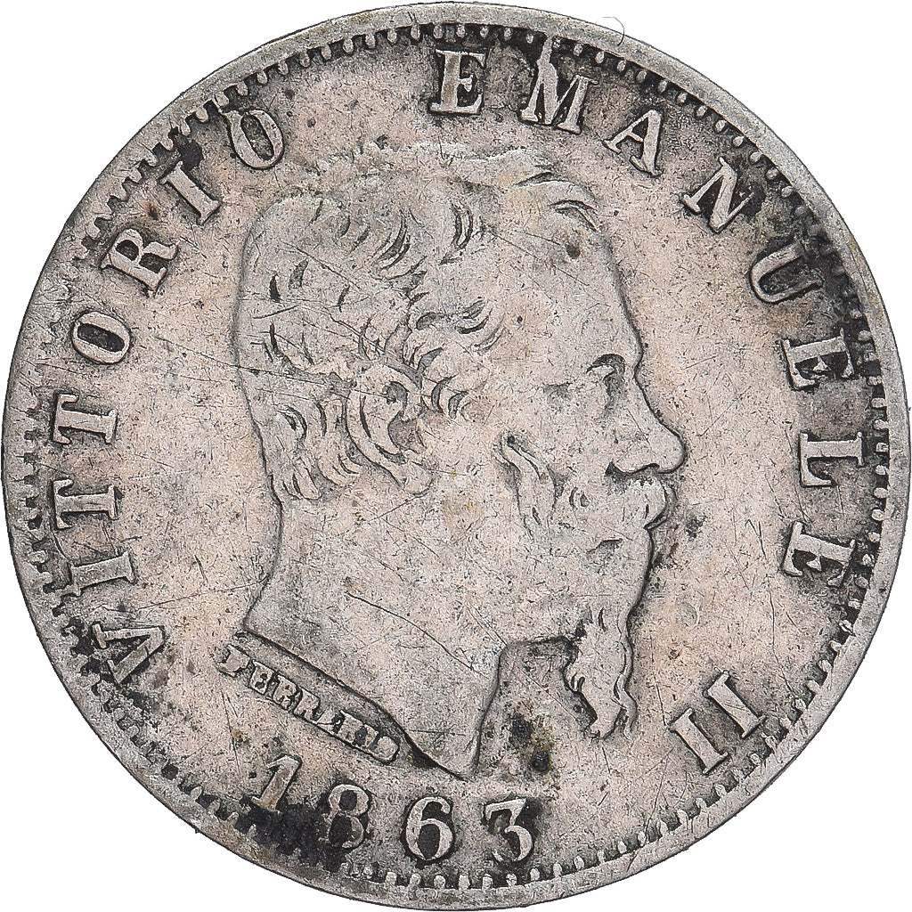 Moneta, Włochy, Vittorio Emanuele II, 20 Centesimi, 1863, Milan, VF(20-25)