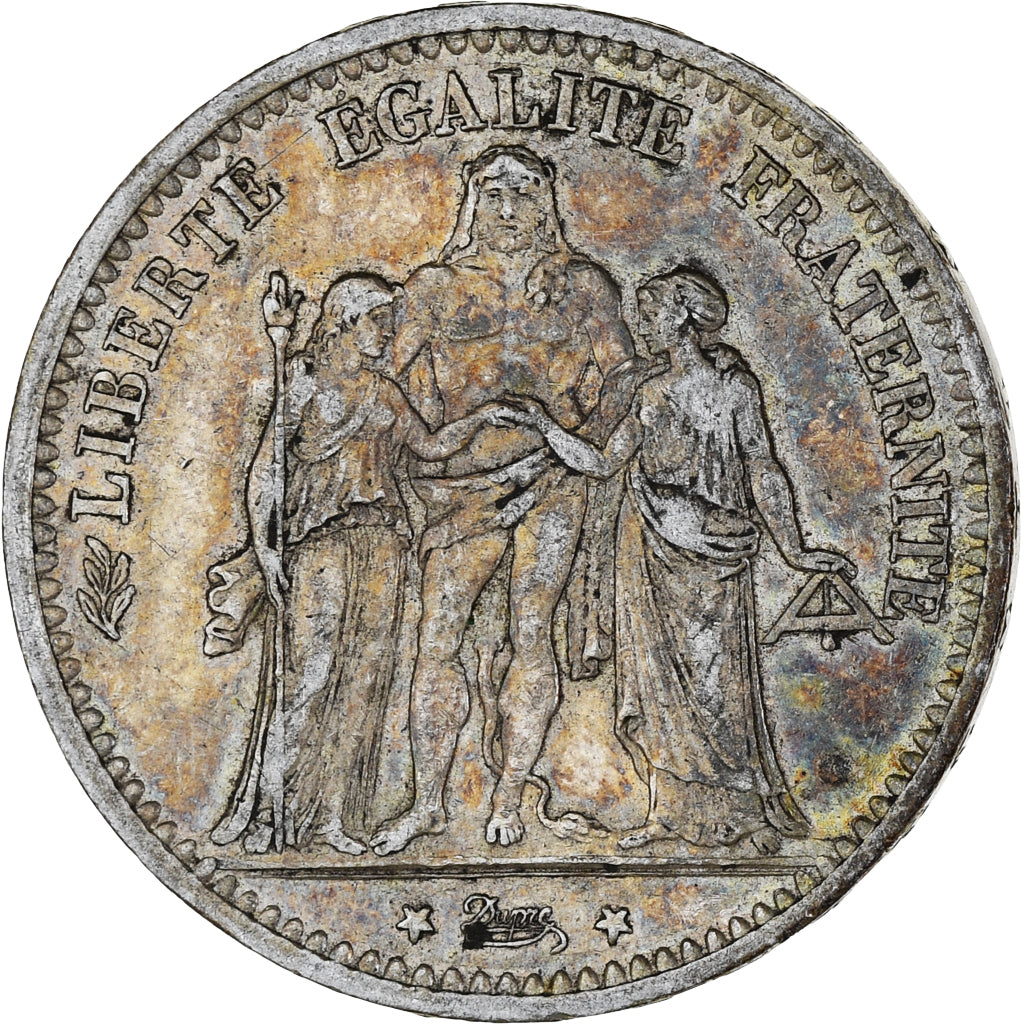 Moeda, França, Hercule, 5 Francs, 1873, Paris, EF(40-45), Prata, KM:820.1