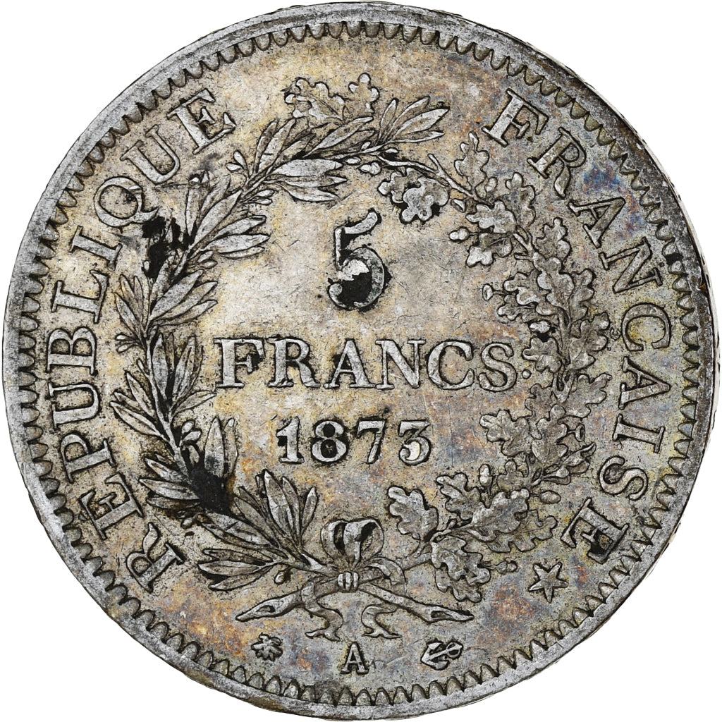 Moeda, França, Hercule, 5 Francs, 1873, Paris, EF(40-45), Prata, KM:820.1