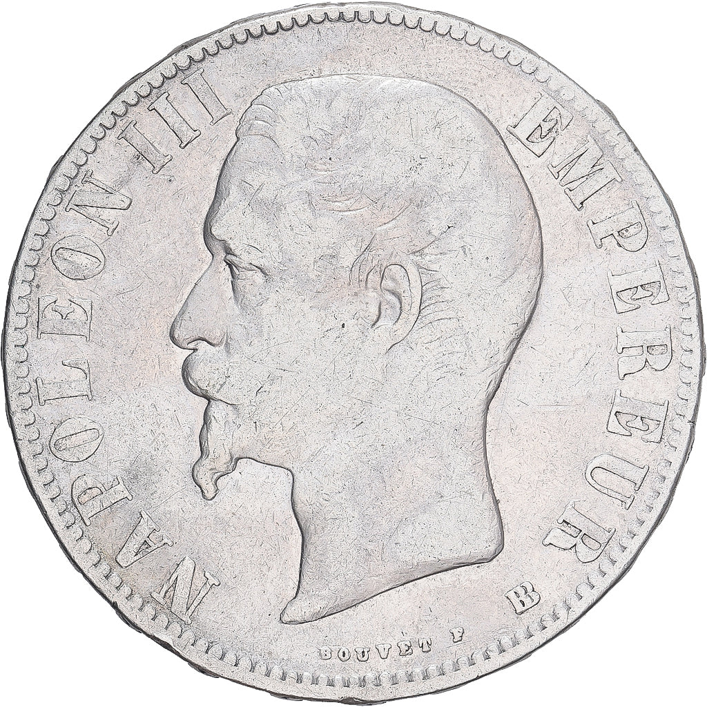 Coin, France, Napoleon III, 5 Francs, 1855, Strasbourg, VF(20-25), Silver
