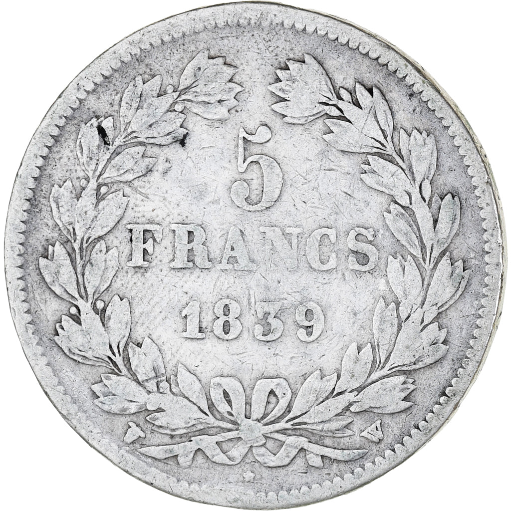 Moneta, Francja, Louis-Philippe, 5 Francs, 1839, Lille, VF(20-25), Srebro