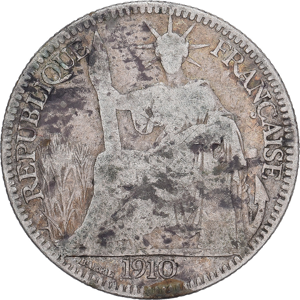 Munten, FRANS INDO-CHINA, 10 Cents, 1910, Paris, FR, Zilver, KM:9