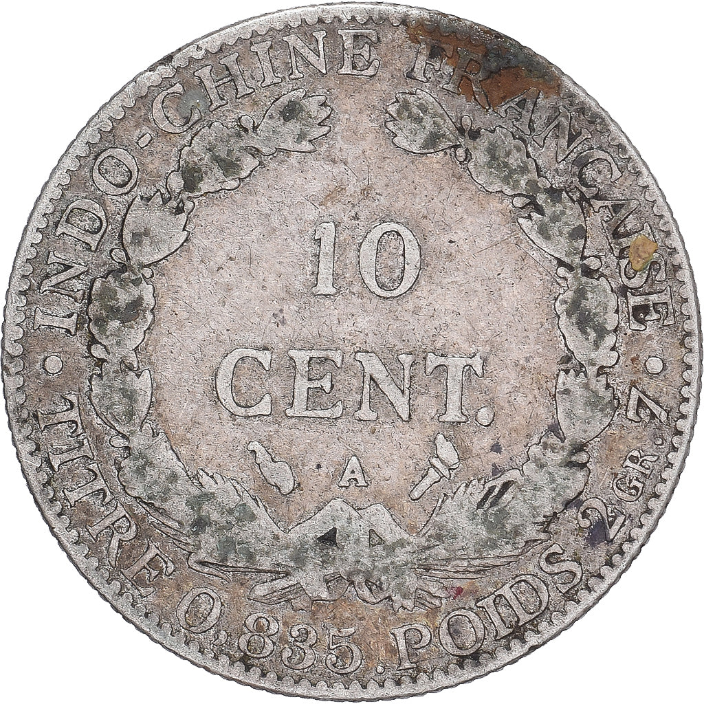 Munten, FRANS INDO-CHINA, 10 Cents, 1910, Paris, FR, Zilver, KM:9